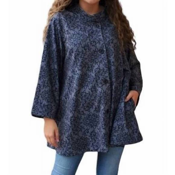 NEW ERMA’S CLOSET damask print swing jacket in black/gray - Picture 1 of 1